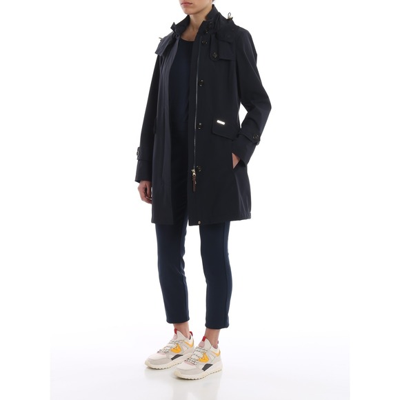 Woolrich Jackets & Blazers - Woolrich Fayette Tech Trench Coat Womens Large L Black Waterproof Hooded Rain